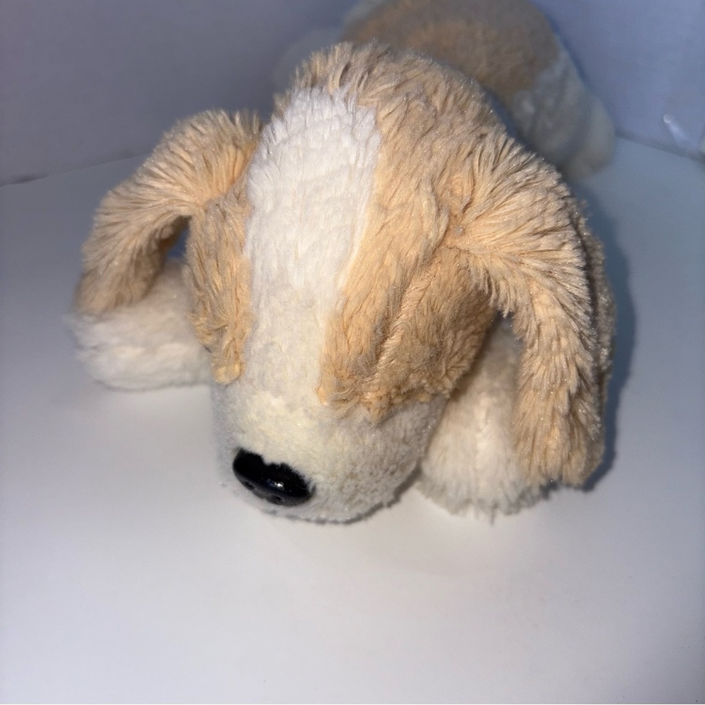 Plush Dog Toy -Cream and Tan Plush Dog Eyes Brown and Black Noise Stuffed Animal